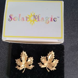 Avon Solar Magic Leaf Pierced Earrings